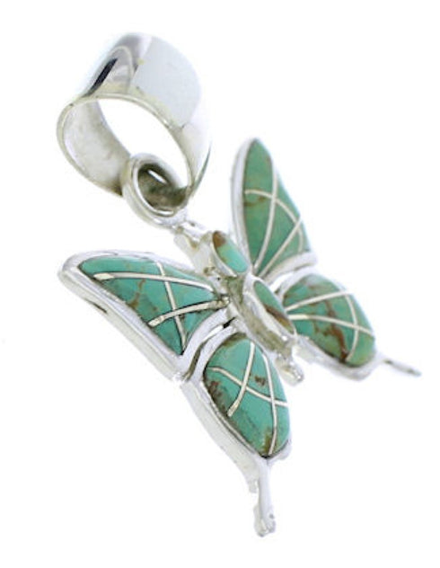 Sterling Silver Southwestern Turquoise Butterfly Slide Pendant EX28711